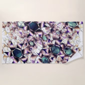 グラデーションの色調の雑多なバーチャルフラワー ビーチタオル (正面)