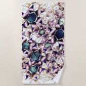 グラデーションの色調の雑多なバーチャルフラワー ビーチタオル (正面)