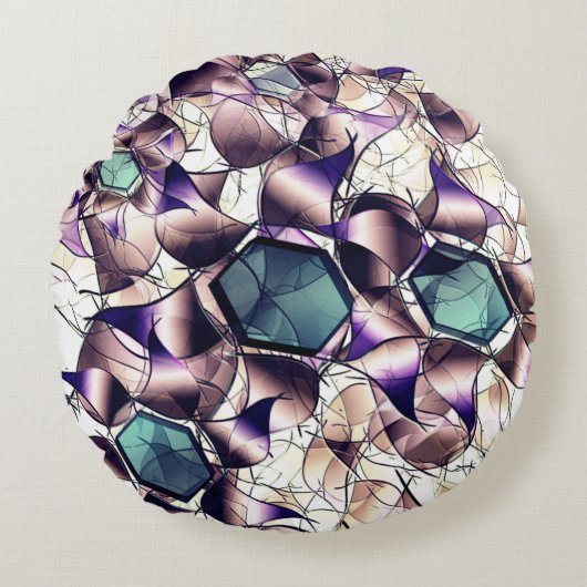 グラデーションの色調の雑多なバーチャルフラワー ラウンドクッション (正面)