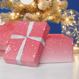 グラデーションの雪赤と白片 ラッピングペーパー