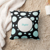 グラデーションの青と白の丸モダン クッション (ブランケット)