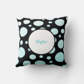 グラデーションの青と白の丸モダン クッション (裏面)