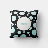 グラデーションの青と白の丸モダン クッション (正面)