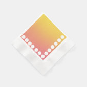 グラデーションの黄色とピン(大きい水玉模様のエッジ) 縁ありカクテルナプキン (角)