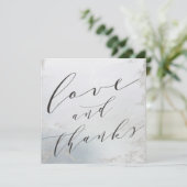 グラデーションほこりっぽい青い霜の付いた愛と感謝してい広場 サンキューカード (スタンド正面)