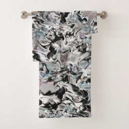 グラデーションまたはヒュームのクロムシミ、黒からグレー バスタオルセット