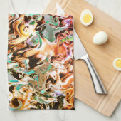 グラデーションまたはヒューム、オレンジ色から色への染み キッチンタオル (四つ折り)