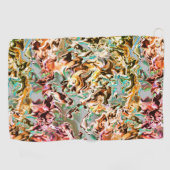 グラデーションまたはヒューム、オレンジ色から色への染み ゴルフタオル (横)