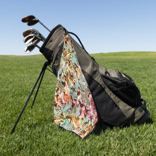 グラデーションまたはヒューム、オレンジ色から色への染み ゴルフタオル (グリーン)