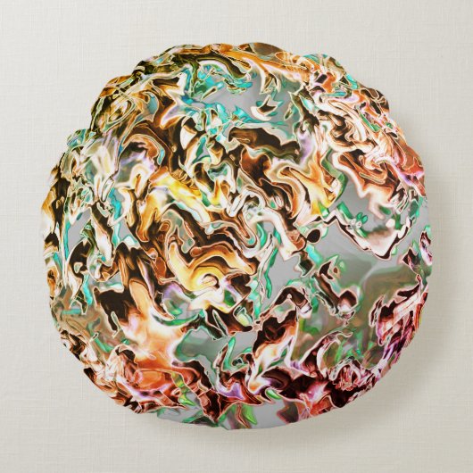 グラデーションまたはヒューム、オレンジ色から色への染み ラウンドクッション (正面)