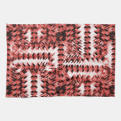 グラデーションまストライプたはポリッシュの赤い十字形の粒子 キッチンタオル (横)