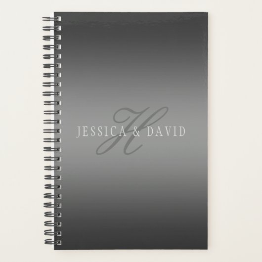 グラデーションを徐々に変化させるグレー任意の名前/秒 プランナー手帳 (正面)