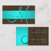 グラデーションアクアブルーモノグラムDIY背景色 名刺 (正面/裏面)