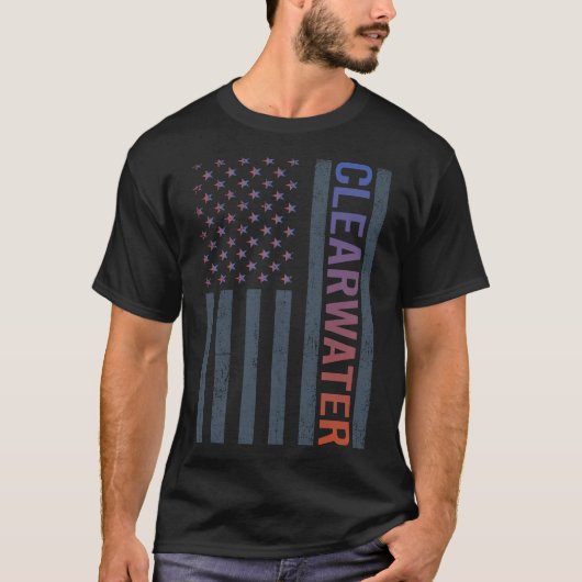 グラデーションアメリカ国旗のクリアウォーター Tシャツ (正面)