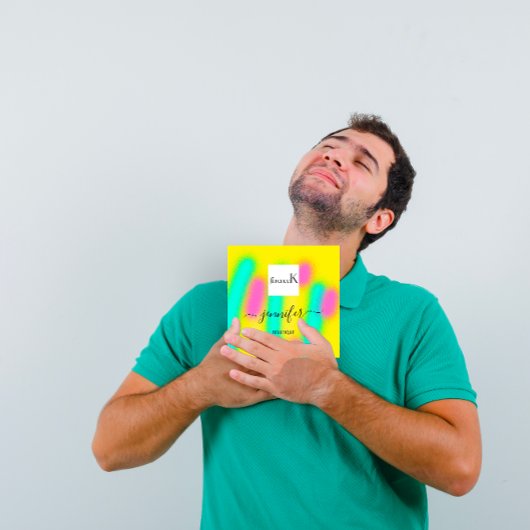 グラデーションイエローピンクカスタム抽象芸術QRロゴ スクエア名刺