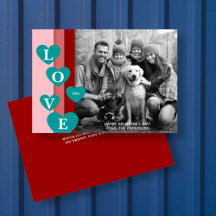 グラデーションエッジハートバレンタインの写真カード