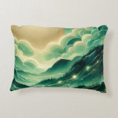 グラデーションエメラルドケリーグリーングリッター モノグラムの アクセントクッション (裏面)