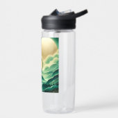 グラデーションエメラルドケリーグリーングリッター モノグラムの ウォーターボトル (左面)