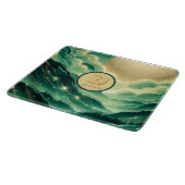 グラデーションエメラルドケリーグリーングリッター モノグラムの カッティングボード (角)