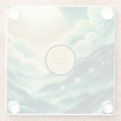 グラデーションエメラルドケリーグリーングリッター モノグラムの ガラスコースター (裏面)