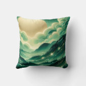 グラデーションエメラルドケリーグリーングリッター モノグラムの クッション (裏面)