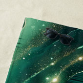 グラデーションエメラルドケリーグリーングリッター モノグラムの ビーチタオル (インサイチュ)