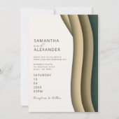 グラデーションエレガントストライプレトロカジュアルバックヤー結婚ズ 招待状 (正面)