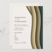 グラデーションエレガントストライプレトロカジュアルバックヤー結婚ズ 招待状 (正面/裏面)
