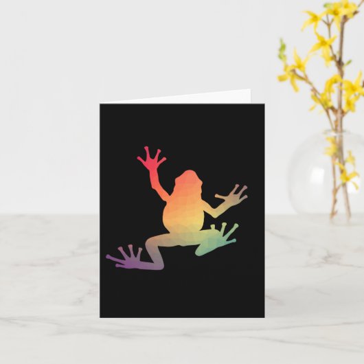 グラデーションカラフルカエルの恋人の贈り物 カード (黄色い花)