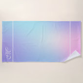 グラデーションカラフルピンクとブルーのバスタオオルセット ビーチタオル (正面)