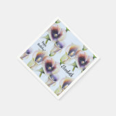 グラデーションカラーの水彩コーラルリリー スタンダードカクテルナプキン (角)