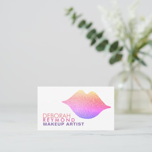 グラデーションカラー美しいメイクアップ白 名刺 (スタンド正面)