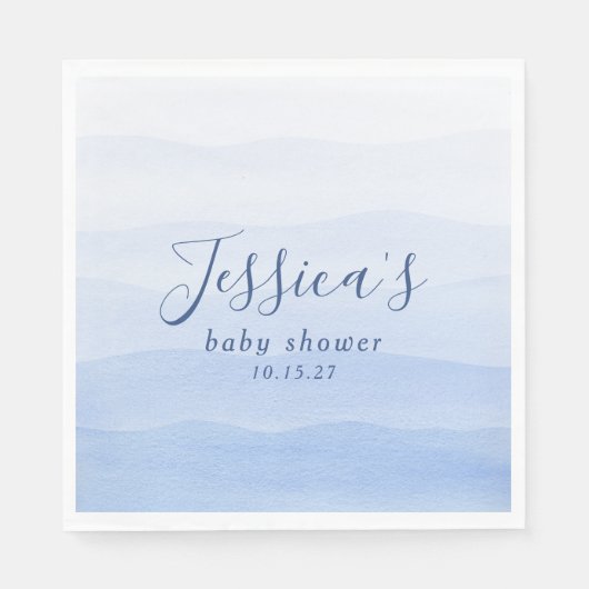 グラデーショングラディエント染料ブルー赤ちゃんシャワー スタンダードランチョンナプキン (正面)