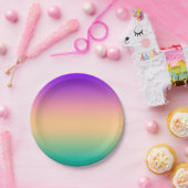 グラデーショングラデーショングリーンピンクパープルソフトブラー ペーパープレート (パーティー)