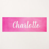 グラデーショングラデーションピンクの水の色パーソナライズされた名 ヨガマット (正面(横))