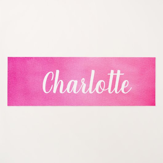 グラデーショングラデーションピンクの水の色パーソナライズされた名 ヨガマット (正面(横))