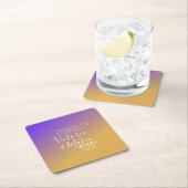 グラデーショングラデーション紫の黄色の結婚夕日 スクエアペーパーコースター (インサイチュ)