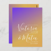 グラデーショングラデーション紫の黄色の結婚夕日 ポストカード (正面/裏面)