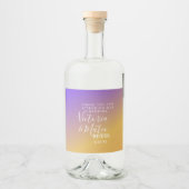 グラデーショングラデーション紫の黄色の結婚夕日 リキュールボトルラベル (正面)