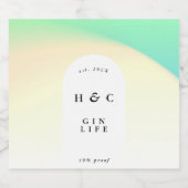 グラデーショングラデーション黄モダン緑ジンアーチ リキュールボトルラベル (シングルラベル)