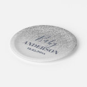 グラデーショングリッターシフェイクルバー&ブルーボーイベビーシャワー ペーパープレート (アングル)