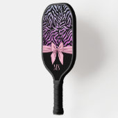 グラデーショングリッターゼブラピンクボウモノグラムのウ ピックルボールラケット (左)