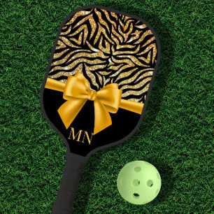 グラデーショングリッターゼブラ金ゴールドボーモノグラムの ピックルボールラケット