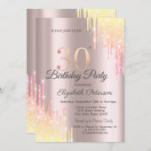 グラデーショングリッタードリップス30歳の誕生日パーティー 招待状 (正面/裏面)