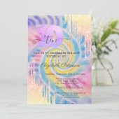 グラデーショングリッタードリップ絞り染め10誕生日 招待状 (スタンド正面)