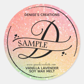 グラデーショングリッターモノグラムDサンプル製品 ラウンドシール