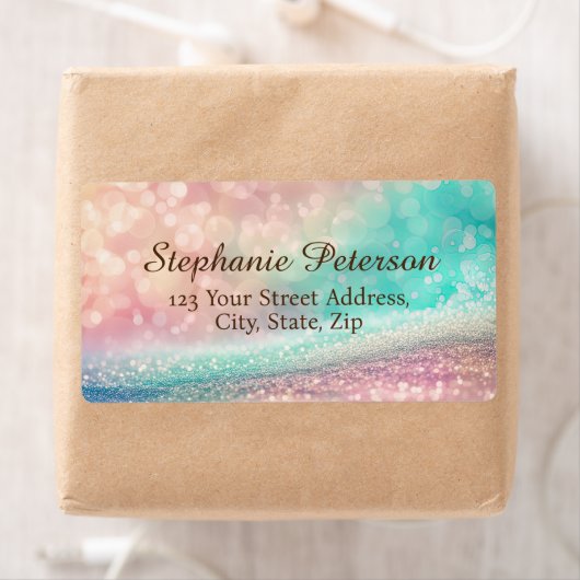 グラデーショングリッターレインボー《写真》ぼけ味配送先住所 ラベル (インサイチュ)