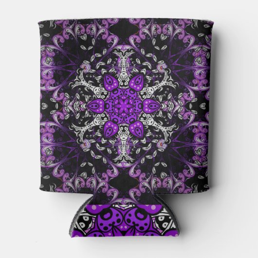 グラデーショングリッドシームレスピンクパターン 缶クーラー (正面)