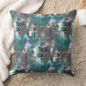 グラデーショングリーン形状と着色ネオンの層 クッション (ブランケット)