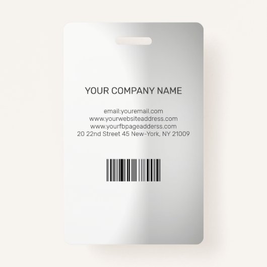 グラデーショングレーのフォトビジネスID バッジ (裏面)